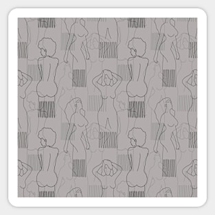 Black woman-shaped comb on grey background Sticker